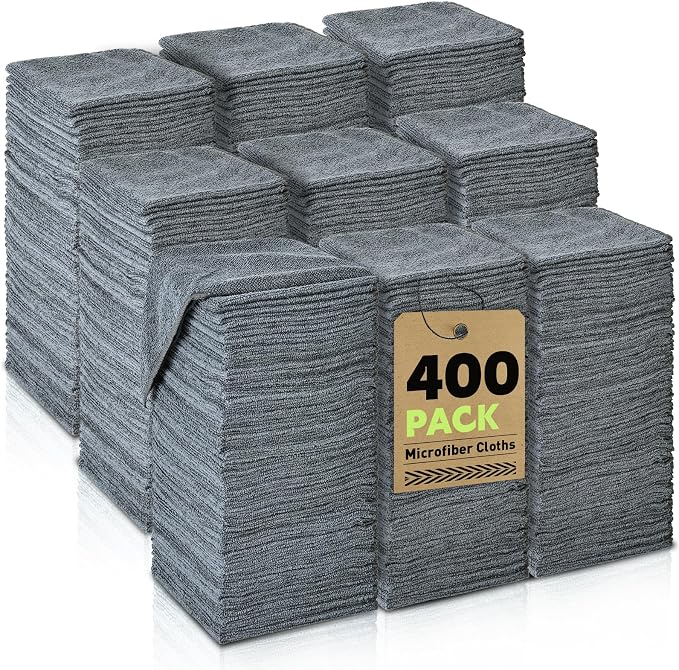 Microfiber Cleaning Cloths Bulk-400 Pack, 12x12 inches by TEAWOO
