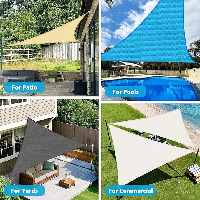 Amagenix Sun Shade Sail 10X12X12 Curved Edge Outdoor Shade Canopy Dark Grey Breathable 95% UV Block Shade Cloth for Patio Garden Backyard (We Make Custom Size)
