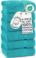 Chakir Turkish Linens 100% Cotton 6-Pack Hand Towels 16x30, Aqua | Premium by ChakirTurkishLinens