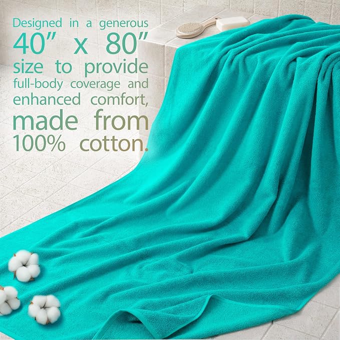 Cotton Paradise 100% Cotton Turkish Towel, Soft Absorbent Quick Dry, 40x80 - Image 2