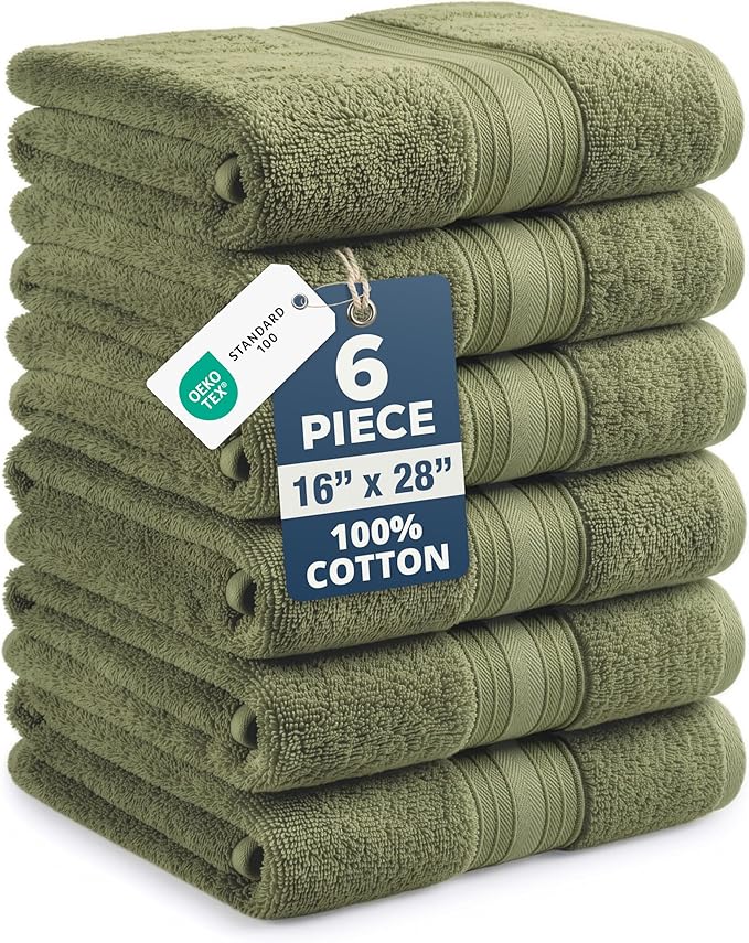 LANE LINEN Hand Towel Set 100% Cotton 6 Pack Soft Absorbent by LaneLinen
