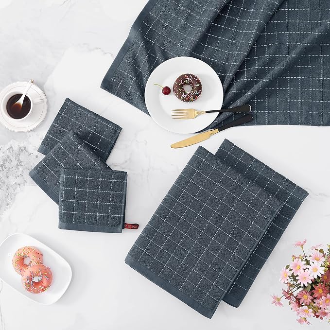 Homaxy Kitchen Towels and Dishcloths Set, Dark Grey - Image 6