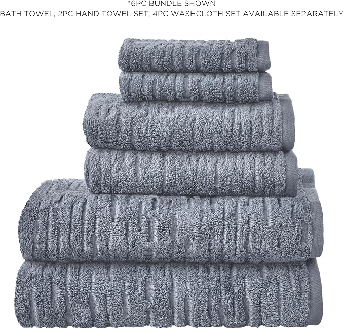 SKL Home CloudSoft Bath Towel, 100% Cotton Luxury, Smoke Blue | Premium - Image 7