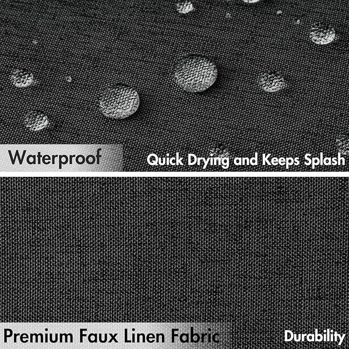 MIULEE Black Scalloped Linen Shower Curtain 72x78 Inches - Image 4