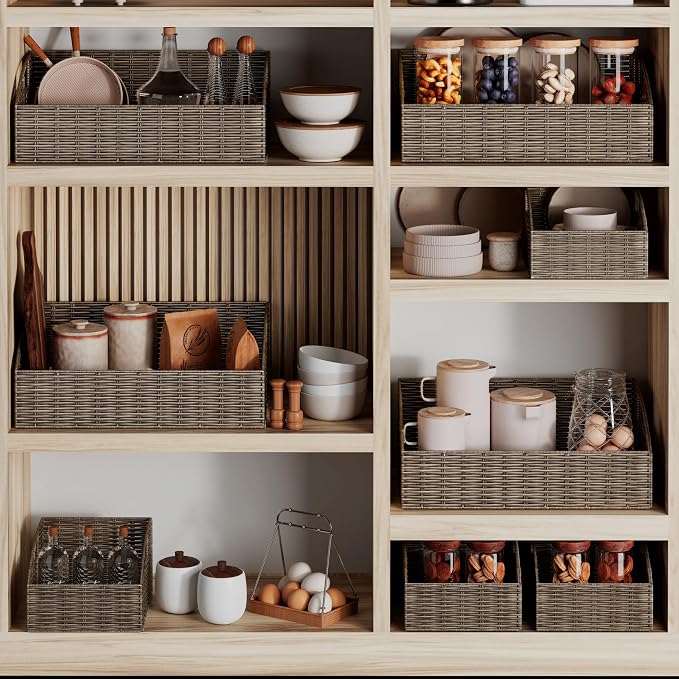 Pantry Baskets for Organizing, Wicker Basket Shelf Storage - Image 4