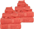 SUPERIOR Egyptian Cotton Ultra Plush & Absorbent, 12 Piece Set, Coral | by SUPERIOR