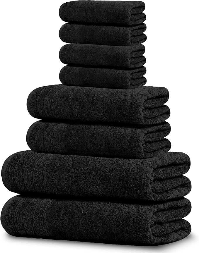 8 Piece Towel Set, 2 XL Bath, 2 Hand, 4 Washcloth, Lighter Weight, Quicker to by TensTowels