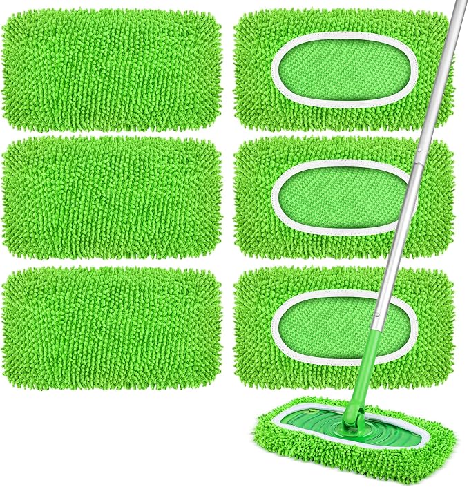 6 Pack Reusable Mop Pads Compatible by YHOVID