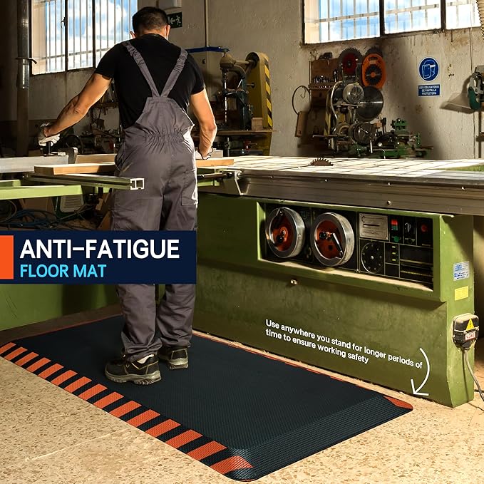 FEATOL Anti Fatigue Mat Industrial, Ergonomic Standing Floor Mat for Work for Stand -Safety Support for Leg & Back Pain(Yellow Border, 20" x 32", 2PC)