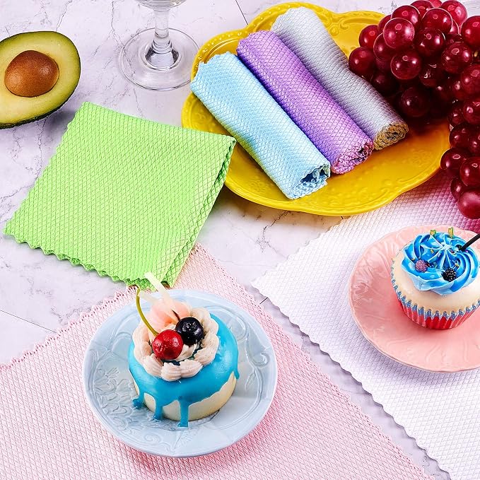 Patelai 9 Pcs Fish Scale Streak Free Microfiber Glass Mirror Cleaning Cloth - Image 7