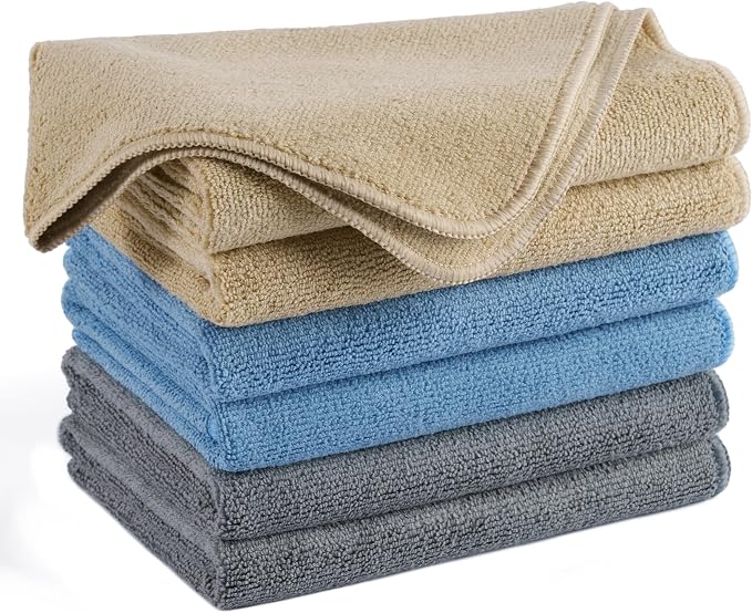 POLYTE 340 GSM Multipurpose Microfiber Cleaning Towel, 16x24 in, 6 Pack | Lint by Polyte