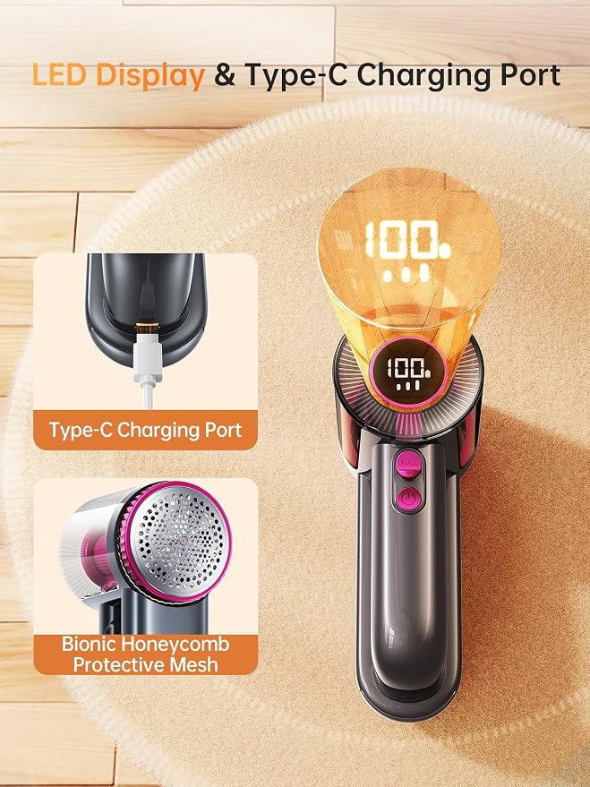 2-in-1 Rechargeable Fabric Shaver & Lint Remover, 1800mAh | 3-Speed Lint Shaver - Image 5