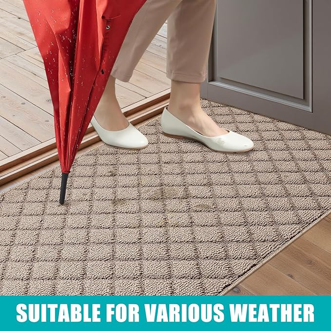 Azadx 4'x6' Front Entryway Door Mat Non Slip Indoor Door mats Washable Entry Mats Welcome Doormat Dirt Trapper for House Entry Low Profile Doormat Indoor Entrance Mat