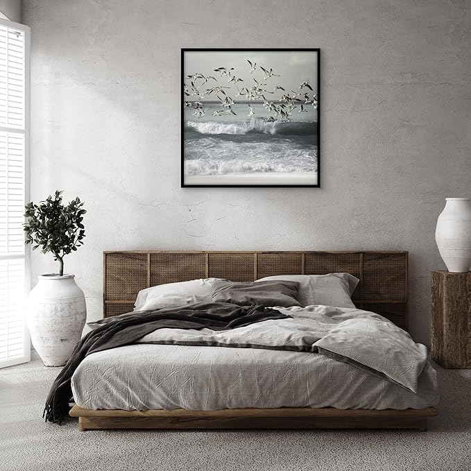 Americanflat 36x36 Picture Frame with Polished Plexiglass - Streamline Collection - Thin Border Square Frame for Wall Display - Hanging Hardware Included - Black