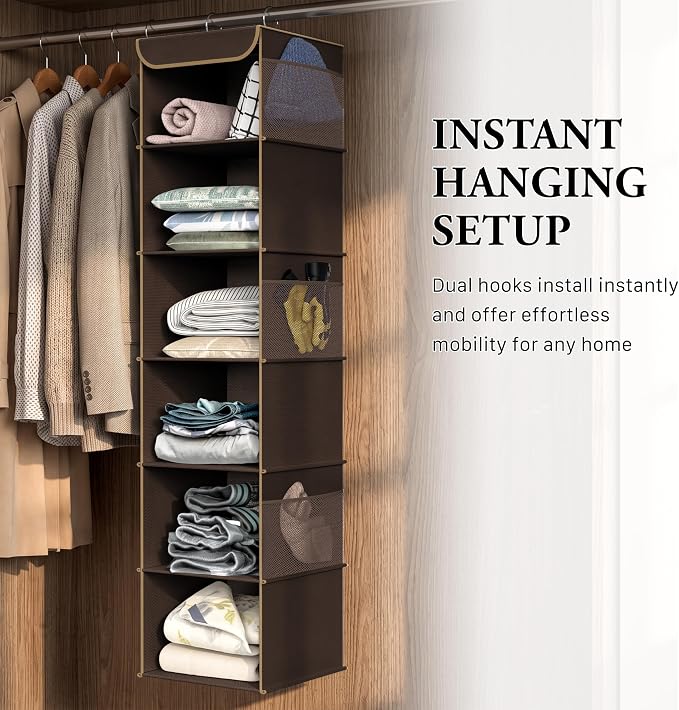 Simple Houseware 6 Shelf Hanging Closet Organizer, Top Support Metal Frame - Image 5