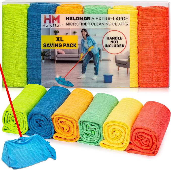 HELOMOR Large Microfiber Towels 6 Pack by HELOMOR