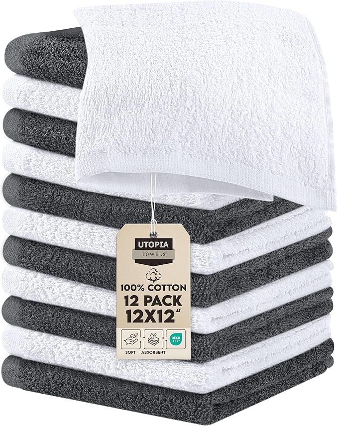 Utopia Towels 12 Pack 100% Cotton Washcloths Set, Soft Feel Fingertip Towels by Unknown