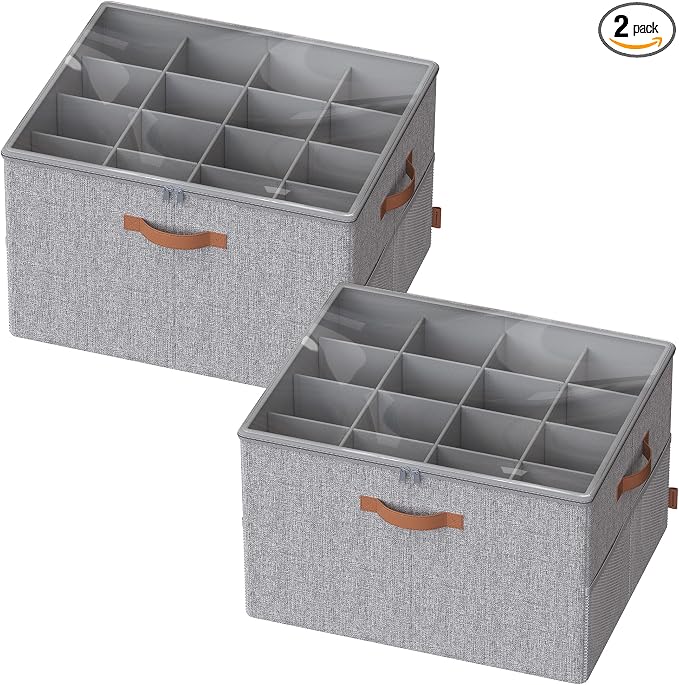 SONGMICS Shoe Organizer for Closet, 2 Pack Fabric Bins, Fits up to 32 Pairs by SONGMICSbySONGMICSHOME