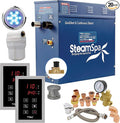 SteamSpa 4.5kW Steam Sauna Generator Executive Bundle 240V Steam Generator with Touch Pad, Steamheads, Pressure Relief Valve, Built-in Auto Drain, LED Light, Filter and Quick Install Kit EXT450BN-A