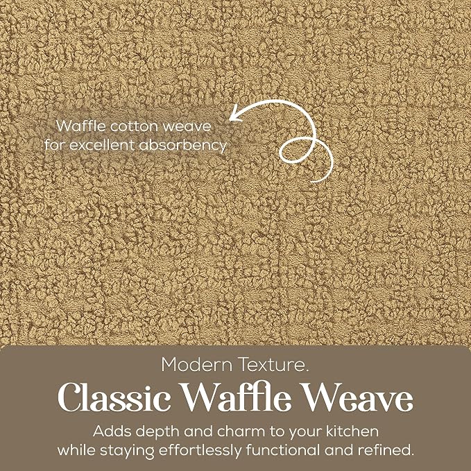 Kitchen Towels Set of 4, Cotton Waffle Weave Dish Towels, 2 Solid & 2 Striped - Image 5
