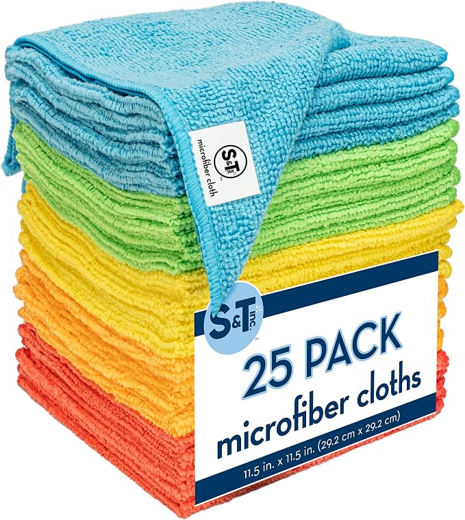 S&T INC. Microfiber Cleaning Cloth, 25 Pack, 11.5" x 11.5" - Image 4