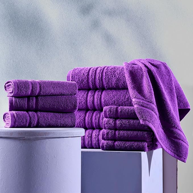 Hawmam Linen Lilac Purple Bath Towels 4 Pack Soft and Absorbent - Image 4