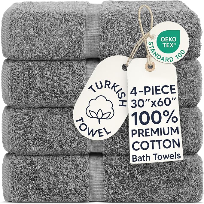 Chakir Turkish Linens 100% Cotton 2-Pack Bath Towels 30x60, Oeko-Tex Certified by ChakirTurkishLinens