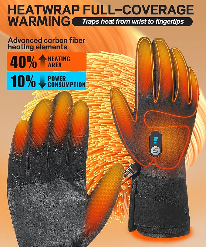 JS LifeStyle Heated Gloves for Men Women,7.4V 3000mAh Rechargeable Wear-Resistant with Touch Screen and Light-Off Design