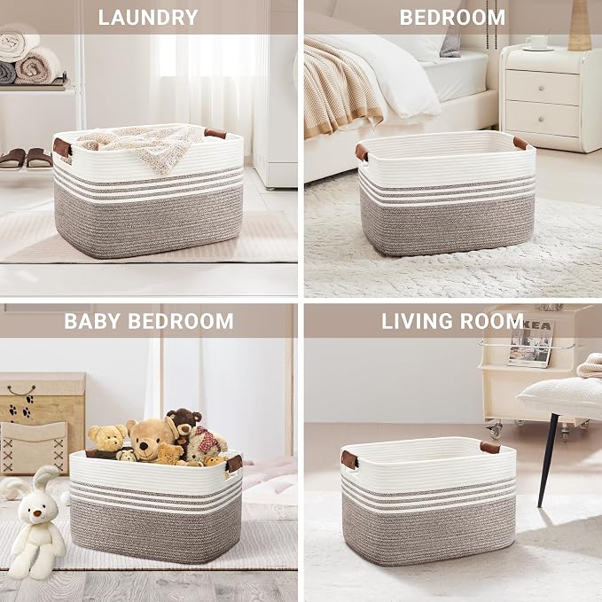 100L Woven Laundry Basket Hamper - Image 4