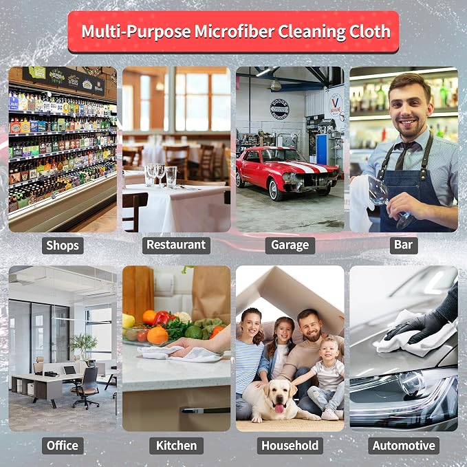 White Microfiber Cleaning Cloths, 100 Pack Shop Towels Rags, Bulk Absorbent - Image 7