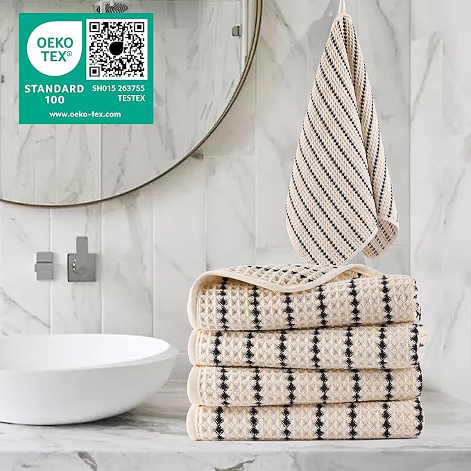 POLYTE 430 GSM Poly Blend Microfiber Quick Dry Waffle Hand Towel, 16x30 in | 4 - Image 2