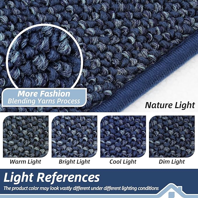 BEQHAUSE Dirt Trapper Door Mat 32" x 48", Non-Slip Washable Doormats Entrance Mat, Dirt Resistant and Absorbent Welcome Mat, Low Profile Floor Mats for Front Back Door and Entryway, Blue