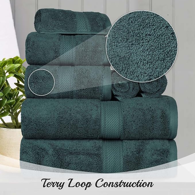 SUPERIOR Egyptian Cotton Ultra Plush & Absorbent, 10 Piece Set, Teal | Quick Dry - Image 3