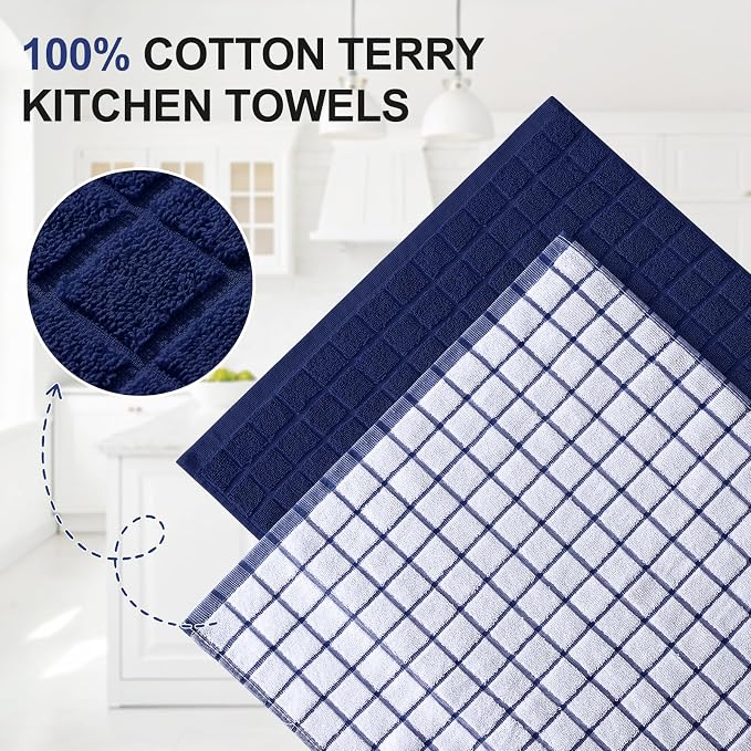 Homaxy Large Premium Cotton Kitchen Towels 16"x 28", 4 Pack, Dusty Blue - Image 2