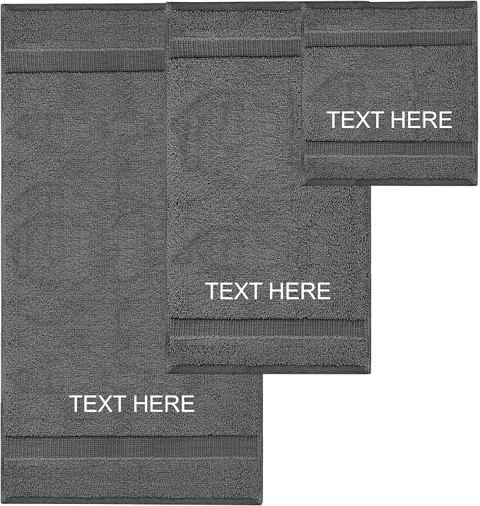 Chakir Turkish Linens 100% Cotton Personalized 3-Piece Set, Dark Gray | by ChakirTurkishLinens