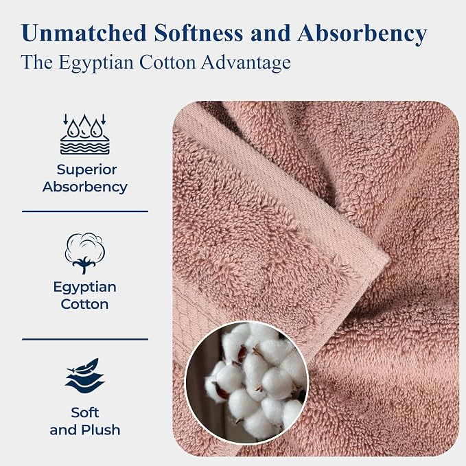 Superior Egyptian Cotton 800 GSM Plush Absorbent, 9 Piece Set, Muted Mauve | - Image 10