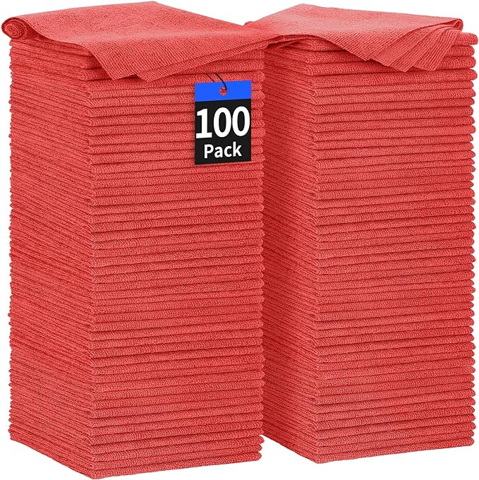 Shop Towels Rags, 100 Pack Microfiber Cleaning Cloth Bulk Absorbent Detailing by HOMERHYME