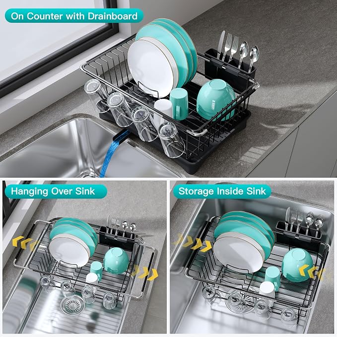 JASIWAY Black Dish Drying Rack in Sink - Image 2