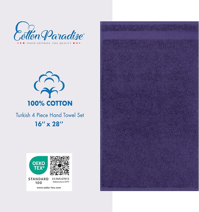 Cotton Paradise 100% Cotton Turkish Towel Set, Soft Absorbent Quick Dry - Image 4