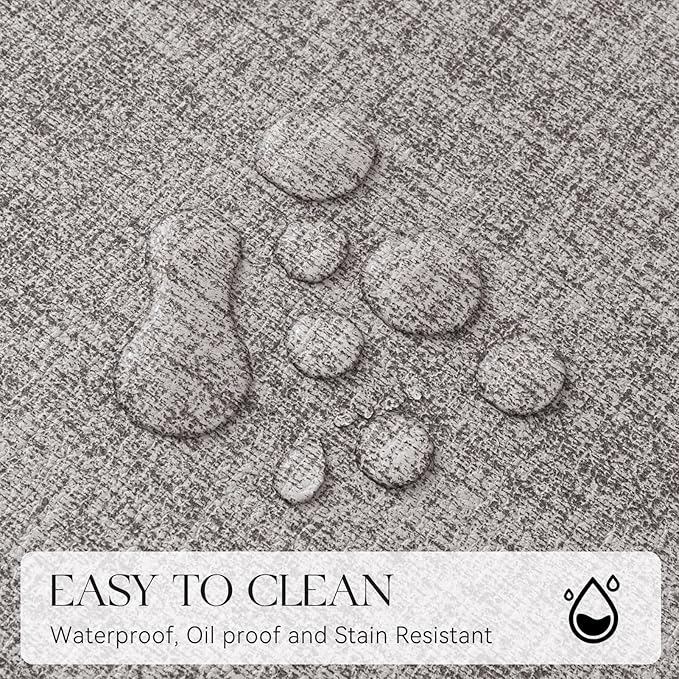 MOSAYT Faux Leather Placemats Set of 12-12 x 18 Inch - Heat Resistant Vinyl Place Mats with Coasters, Wipeable Washable Waterproof Oil Proof Table Mats for Kitchen Dining Indoor Outdoor, Light Grey