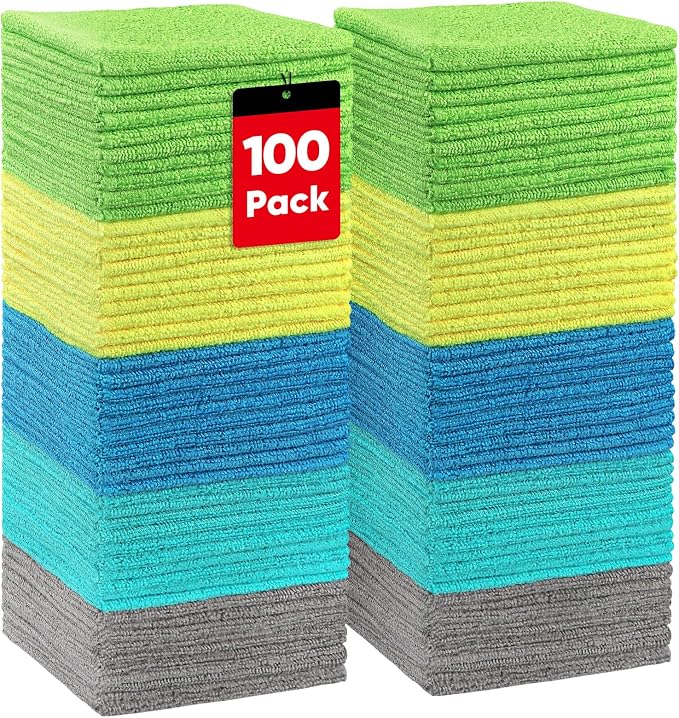 HOMEXCEL Microfiber Cleaning Cloth 100 PK, Towels by HOMEXCEL