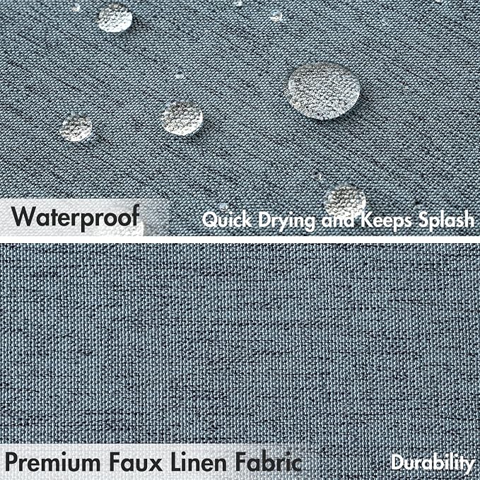 MIULEE 72"x84" Extra Long Scalloped Linen Shower Curtain Dusty Blue - Image 4