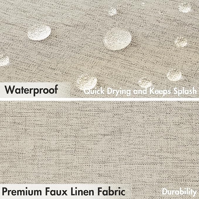 MIULEE 72"x84" Extra Long Scalloped Linen Shower Curtain Linen - Image 4
