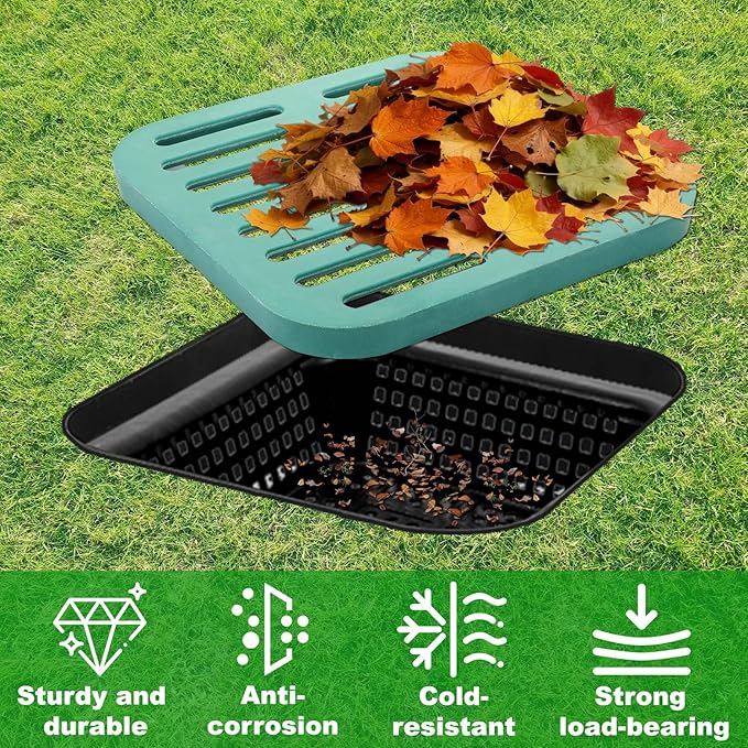 Catch Basin for Drainage 16x16x16.5 Inch Large Drainage Basin with Grate & Debris Basket, French Drain Kit Without Reserved Hole for Yard, Downspout, Lawn, Municipal Pipeline