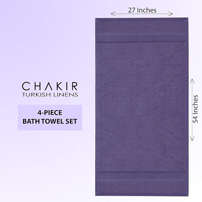 Chakir Turkish Linens 100% Cotton 4-Pack Bath Towels 27x54, Plum | Premium - Image 7