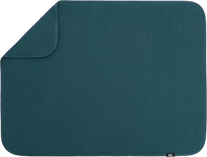 S&T INC. Dish Drying Mat, Tapestry Blue | Absorbent Microfiber, Extra Large by STINC