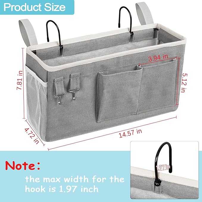 Bedside Caddy, Bedside Storage Bag Hanging Organizer - Image 3