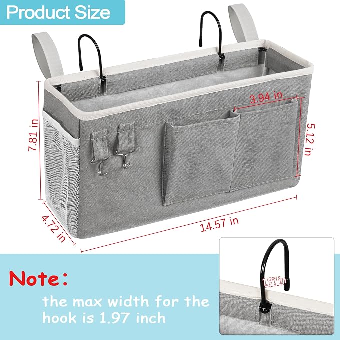 Bedside Caddy, Bedside Storage Bag Hanging Organizer - Image 3