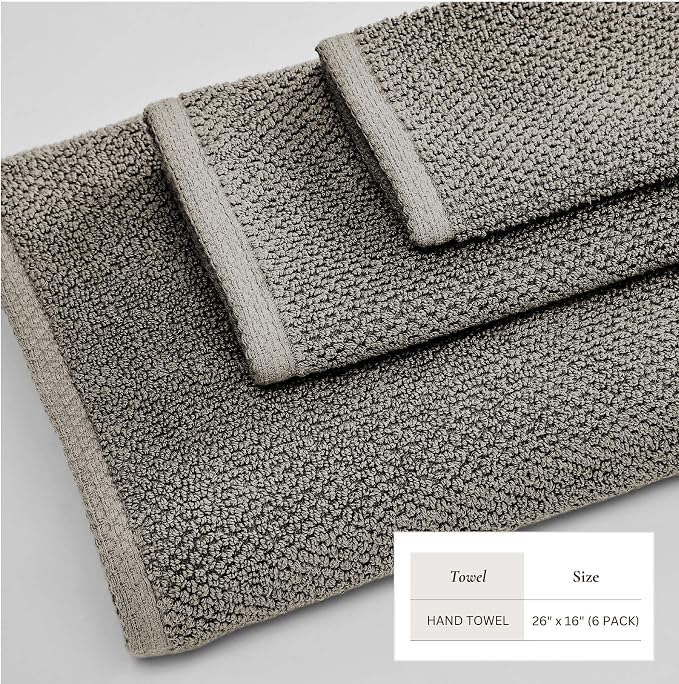 Great Bay Home 100% Cotton 6 Pack 26x16 Hand Towel Set - Image 4
