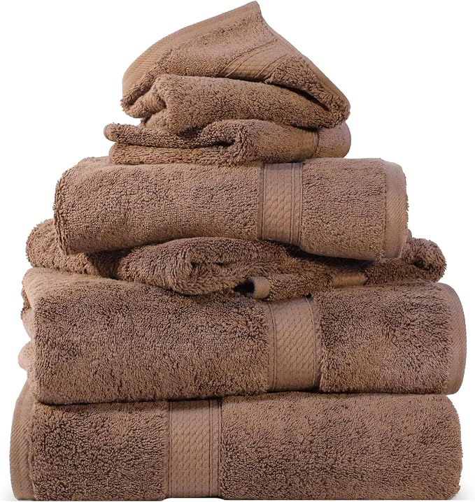 SUPERIOR Egyptian Cotton Ultra Plush & Absorbent, 6 Piece Set, Chocolate | by SUPERIOR